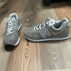 New Balance Taupe and White Sneakers